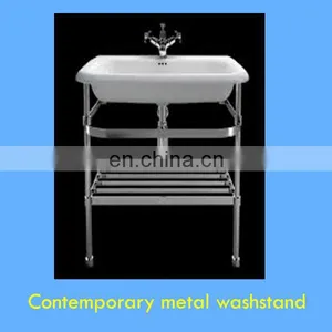 Elegant Chrome Washstand for Transitional Bathroom Design Idea thumbnail-2