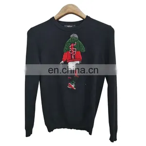 DiZNEW New Design Custom Knitted Embroidered Black Ugly Christmas Sweater Men thumbnail-1