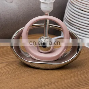 Nordic Simple Style Custom Table Decoration Ceramic Base Home Decor Pink Table Lamp for Hotel Bedside thumbnail-4