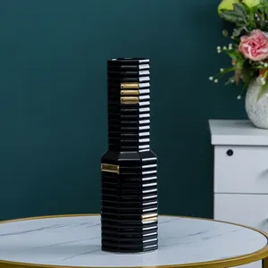 Black Gild Nordic Light Luxury Fashion Hand Made Ceramic Flower Vase For Home Decor thumbnail-4