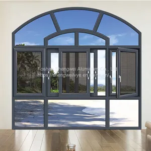 Aluminum Alloy Frame Casement Window Double Glass With Mosquito Netting Windows Modern Soundproof Aluminum Window thumbnail-2