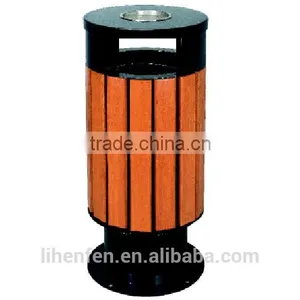 Plastic Wooden Stylish Hot Sale Outdoor Garbage Bin thumbnail-6