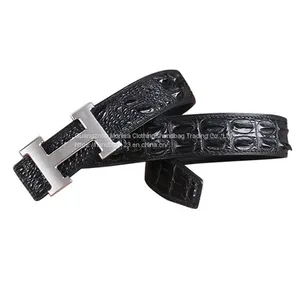 Belt Men And Women Crocodile Pattern H Letter Gold And Silver Buckle Double Sided Leather Belt thumbnail-2