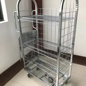 4 Sides Warehouse Logistics Steel Insulated Portable Foldable Laundry Trolley thumbnail-1