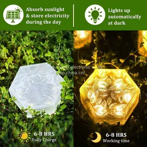 6 Led Waterproof In-ground Brick Lights Solar Glass Brick Lights for Wedding Party Outdoor Landscape Pathway Decoration thumbnail-1