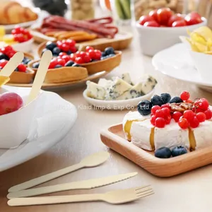 Eco-Friendly Biodegradable Degradable Birch Wooden Knife Spoon Fork Cutlery (400/Case) thumbnail-2