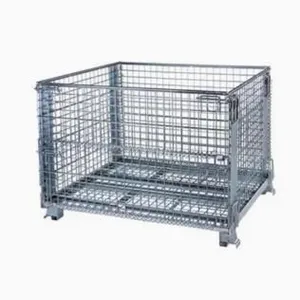 Pallet Cage Wire Mesh Storage Container / Steel Pallet thumbnail-5