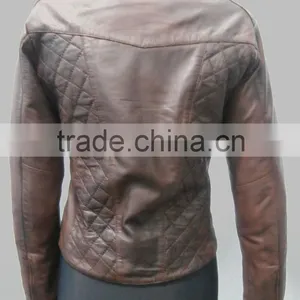 Stone Washed Genuine Leather Jacket Women thumbnail-5