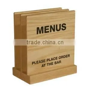 Restaurant Wooden Menu Holder Wholesale Wood Table Stand Drink Menu Card Holder thumbnail-1