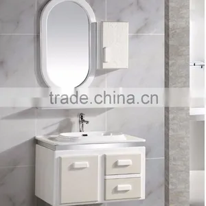 White Bathroom Cabinet With an Oval Mirror (EAST-25092) thumbnail-1