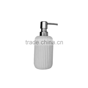 White Vertical Stripes Polyresin Bathroom Accessories Set for Hotel and Home thumbnail-2