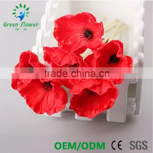 2016 Wholesale Multicolor Latex Artificial PU Flowers Poppie Real Touch Bouquet Wedding Bridal Decor Display Flower thumbnail-1