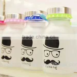 2014year Wholesale Sealing up Lovely Mustache Water Frosted Glass Bottle Student Carrying Bottles thumbnail-1