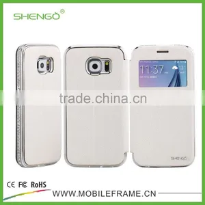 Leather Case/CZ Stone Frame With Leather Case For Samsung S6 thumbnail-3