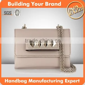 S034 Latest First Class PU Clutch Bags With Pyramid Studs Shoulder Strap Handbags Factory Quality Choice thumbnail-1