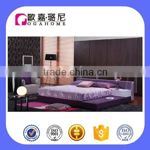 Home Bedroom Furniture Bedside Table Fabric Double Bed thumbnail-1