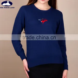 Newest Style Fashion Ladies' C Neck Intersia Pullover CSW16022903L thumbnail-1