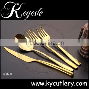 Gold Plated Flatware Set Wholesale,fork Spoon Set,gold Cutlery thumbnail-1