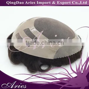 Virgin Indian Hair Closure Mono Lace PU Welded Men's Hairpiece Toupee for Men Male Wigs Natural Hair Replacement thumbnail-1