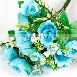 10 Heads Artificial Begonia, 27 cm Royal Blue Artificial Flowers for Home Decor thumbnail-2