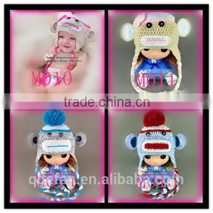 Monkey Pattern Fancy Crochet Baby Caps and Hats thumbnail-4