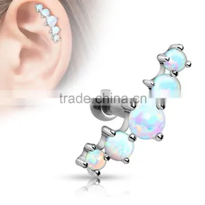 Opal Stone Tragus Cartilage Ring thumbnail-1