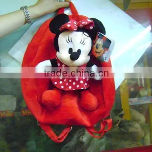 Stuffed and Promotional Soft Minnie Mouse Animal Toy Plush Backpack With Pompom for Children thumbnail-1