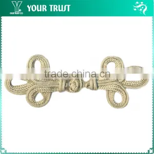 Height 5.3 Centermeter Gold Metallic Sew On 100% Nylon Chinese Knot Frog Buttons thumbnail-1