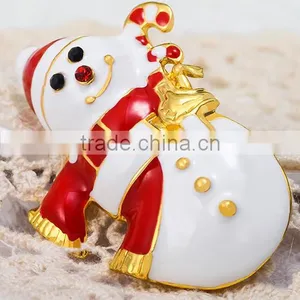 Vintage Red Hat Snowman Hold The X'mas Candy Brooch thumbnail-2