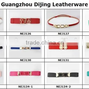 Ladies Classic Design Fashion Black Elastic Pu Ribbon Waist Belt thumbnail-4
