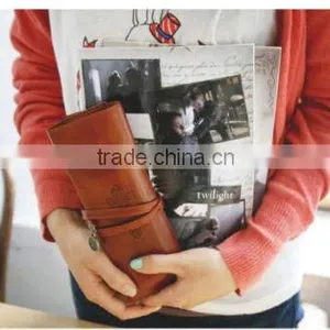 Vintage Retro Roll Leather Make Up Cosmetic Pen Pencil Case Pouch Purse Bag thumbnail-5