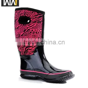 Warm Leopard Print Neoprene Cheap Rain Boots With Hole thumbnail-4