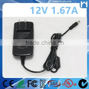12V DC 1A 1670ma Power Adapter Supply UL Listed Certified 2.1mm 5.5mm thumbnail-1