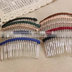 Elegant Girl Cute Flower Metal Hair Comb Wrapped Ribbon Mixed Colors thumbnail-1