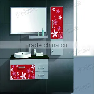 Glass and Stainless Steel Bathroom Cabinet With Tower Bar and Two Layer Racks thumbnail-1