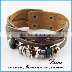 Hot Sale Fashion Turkish Jewelry Charm Leather Bracelet With IP Plating thumbnail-5