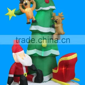 Inflatable Reindeer Climbing Christmas Tree With Santa Claus thumbnail-1
