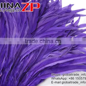 Top Supplier ZPDECOR Wholesale 35-40cm Length Good Colored Royal Purple Fully Dyed Rooster Chicken Feathers for Sale thumbnail-4