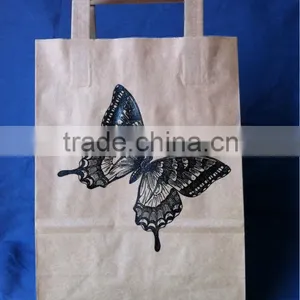 Food Grade Kraft Paper Shopping Bag With Butterfly Pattern thumbnail-1