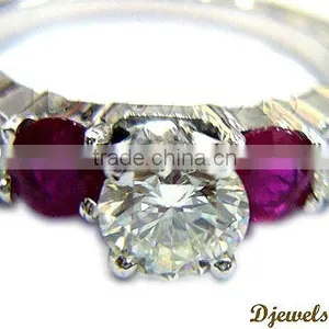 Ruby Engagement Rings, 14K White Gold Rings, Rings Jewelry thumbnail-1