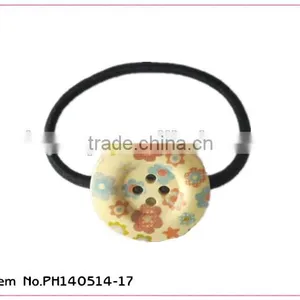 2014 Hot Sale Girls Elastic Hair Ties With Button thumbnail-3