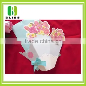 Personalized Holiday Sayings 3d Folding Flower Rose Ribbon Paper Handmade Rose Day Greeting Card thumbnail-1