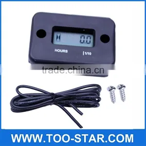 Black Digital LCD Engine Hour Meter Tachometer for Motorcycle ATVs thumbnail-1