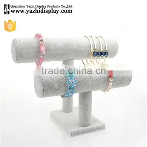 Jewellery Store Practical Wood Tabletop 2-Layer Commercial Bracelet Watch Display Velvet Jewelry Stand thumbnail-2