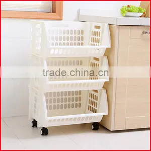 Plastic Stacking Stackers Storage Baskets Veg Rack 3 Tier Vegetable thumbnail-5