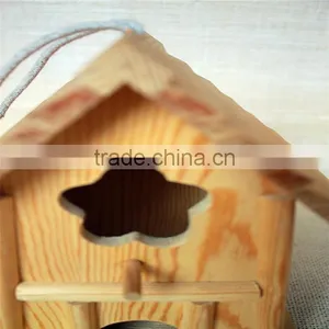 Pine Wood House Toy Wood Bird Nest Artificial Bird Nest With Two Window thumbnail-2