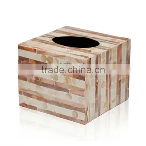 High Quality Brown White Mother of Pearl Tissue Box thumbnail-1