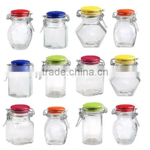 Airtight Small Glass Jar With Ceramic Lid With Clip and Mat, Glass Storage Jar thumbnail-1