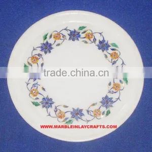 Pietra Dura Marble Inlaid Plate Decorative Stone Inlaid thumbnail-1