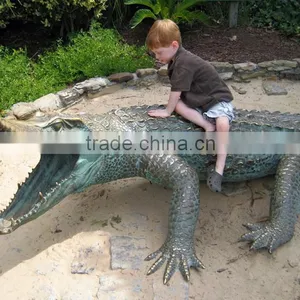 Customed Modern Garden Sculpture Bronze Outdoor Alligator Statue thumbnail-2